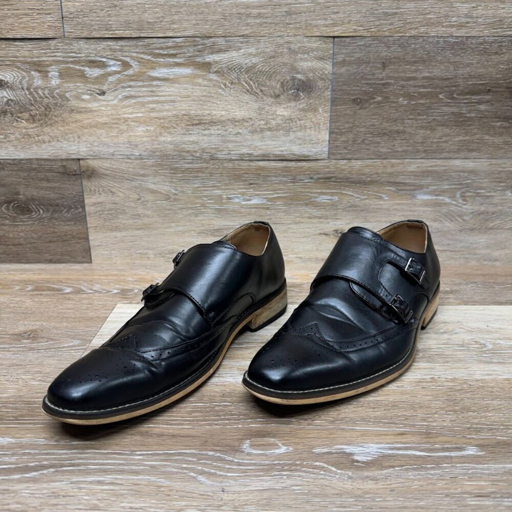 Uv Signature Black Monk Strap Brogue Dress Shoe Men's Size 9.5